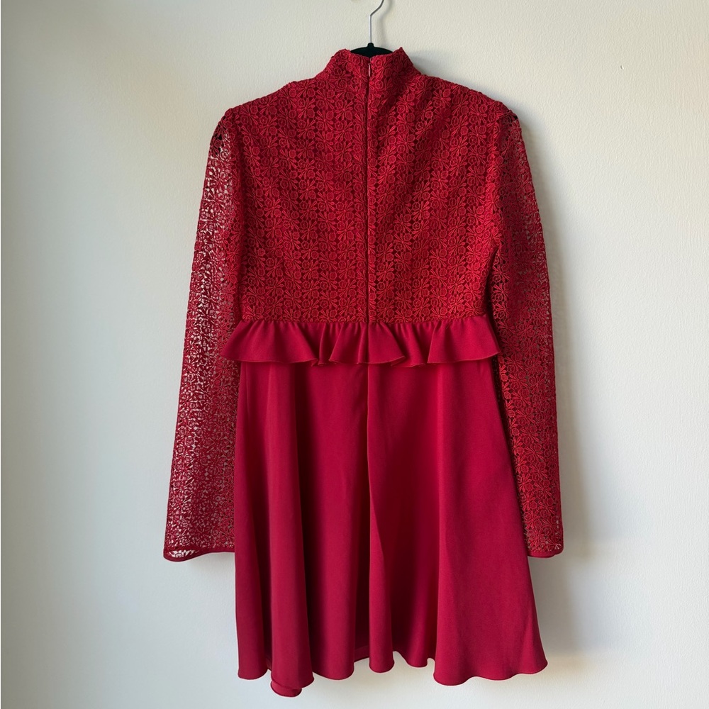 NWT Giambattista Valli Giamba Paris Red Lace Midi Dress Size 6 Ruffle Luxury WOW - Picture 8 of 16